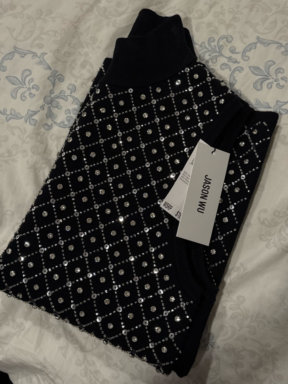 Jason Wu Black Crystal-Embellished Crewneck Sweater